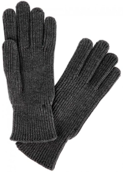 Shop Moncler Grey Ribbed Wool Gloves