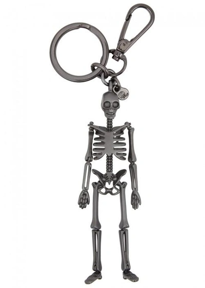 Shop Alexander Mcqueen Gunmetal Skeleton Keyring