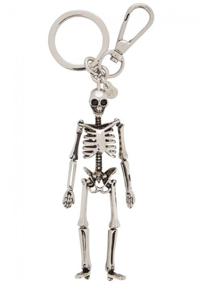 Shop Alexander Mcqueen Silver Tone Skeleton Keyring