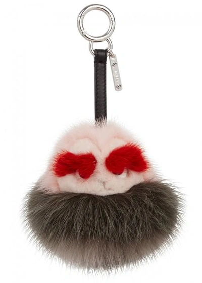 Shop Fendi Kid Mink And Fox Fur Charm In Grey