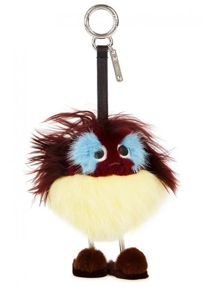 Shop Fendi Dad Fur Bag Bug In Bordeaux