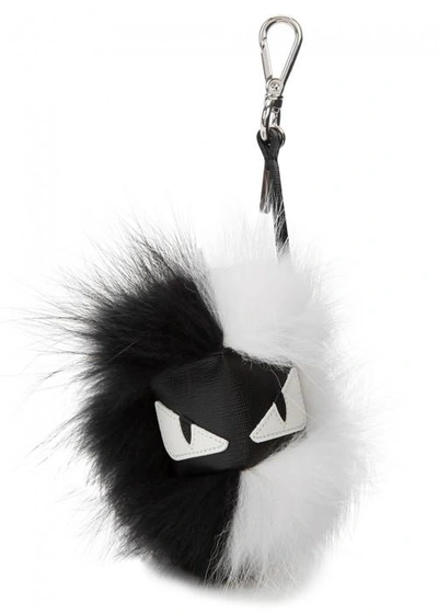 Shop Fendi Monochrome Fur Bag Bug In Black And White