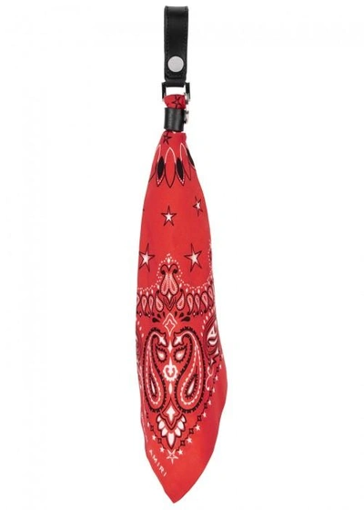 Shop Amiri Red Silk Bandana Keyring