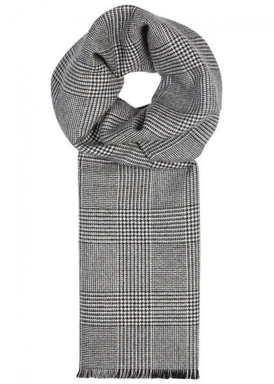 Shop Alexander Mcqueen Black Skull-jacquard Wool Scarf In Grey
