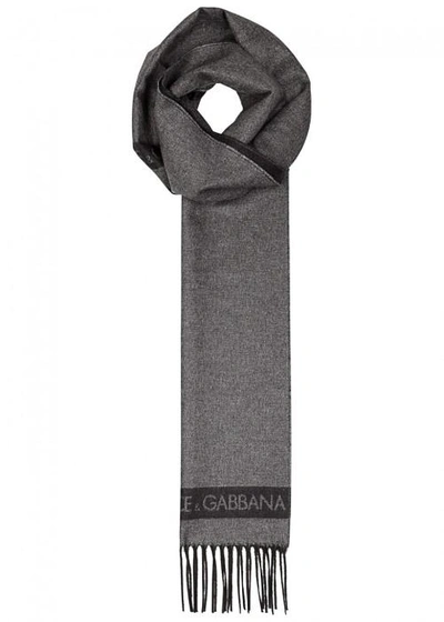 Shop Dolce & Gabbana Charcoal Silk And Cashmere Blend Scarf In Grey
