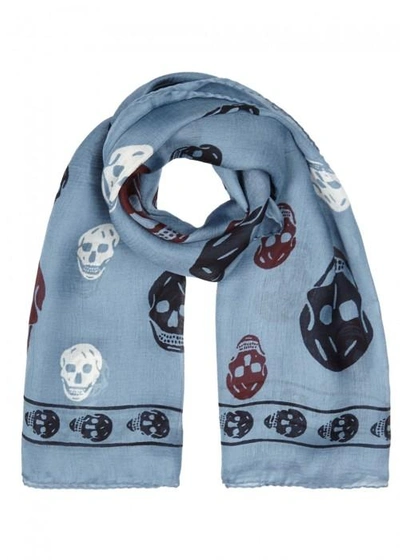 Shop Alexander Mcqueen Skull-print Silk Chiffon Scarf In Multicoloured