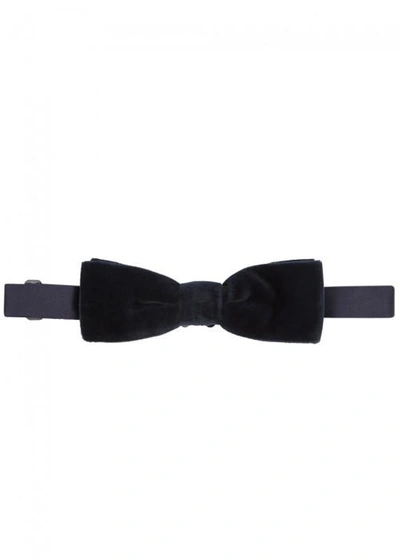 Shop Dolce & Gabbana Navy Velvet And Satin Bow Tie