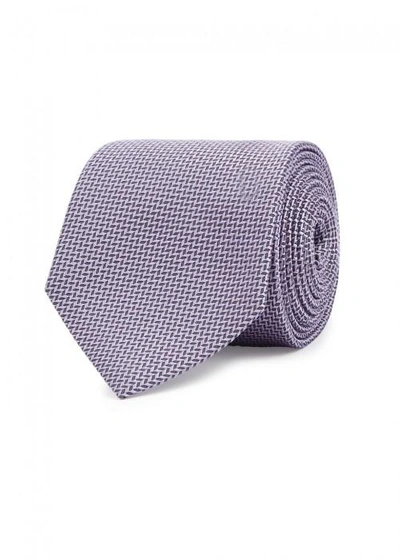 Shop Armani Collezioni Purple Silk Jacquard Tie