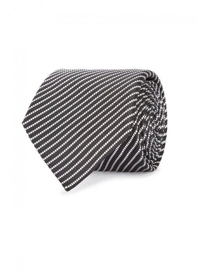 Shop Armani Collezioni Silk Jacquard Tie In Black