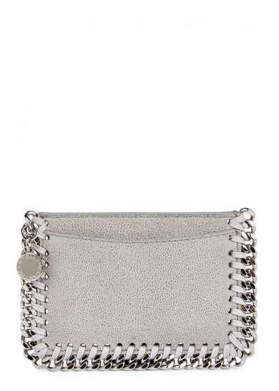 Shop Stella Mccartney Falabella Grey Faux Suede Card Holder