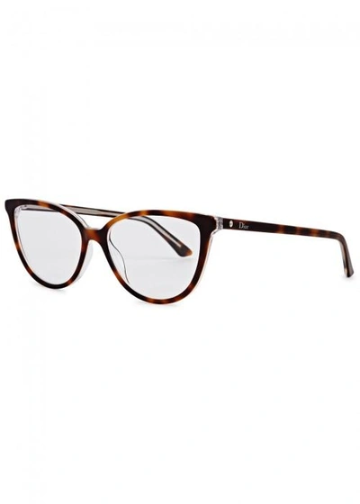 Shop Dior Montaigne 33 Tortoiseshell Cat-eye Optical Glasses In Havana