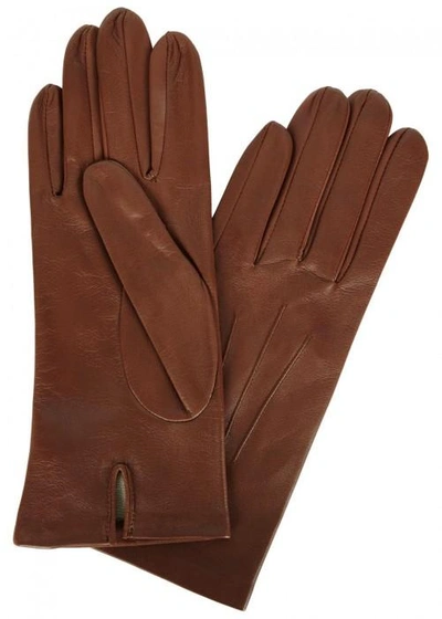 Shop Dents Chestnut Brown Silk-lined Leather Gloves In Light Brown