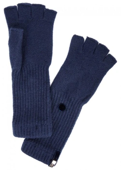 Shop High Oath Cashmere Fingerless Gloves In Navy