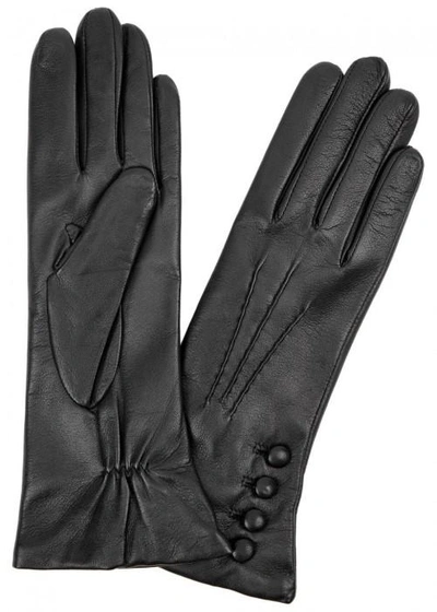 Shop Dents Evelyn Cashmere-lined Leather Gloves In Black And Red