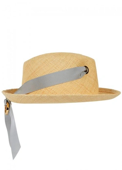 Shop Federica Moretti Sand Straw Panama Hat In Cream