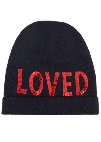 Shop Gucci Loved Navy Wool Beanie