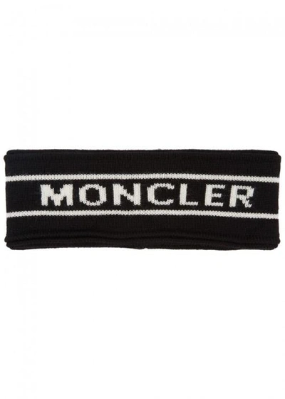 Shop Moncler Black Logo Wool Headband