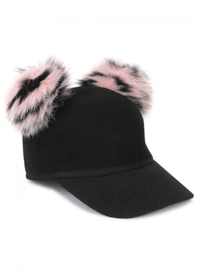 Shop Charlotte Simone Sass Fur-timmed Wool Cap In Pink