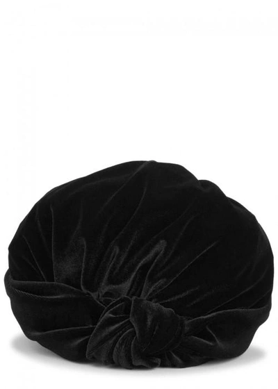Shop Armani Collezioni Black Velvet Turban