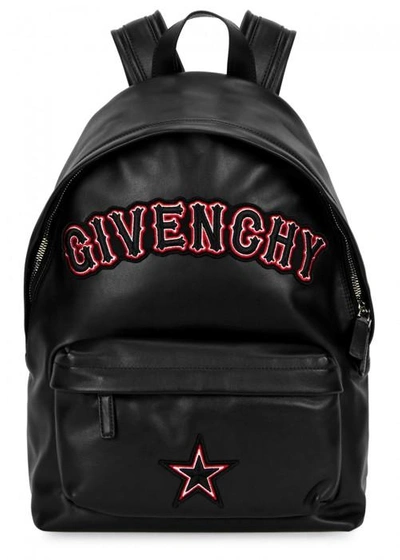 Shop Givenchy Black Embroidered Leather Backpack