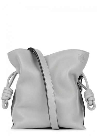 Shop Loewe Flamenco Knot Small Leather Shoulder Bag In Grey
