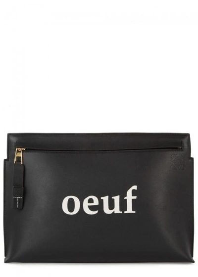 Shop Loewe T Oeuf Black Leather Pouch