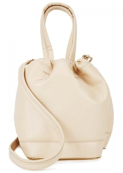 Shop Rabanne Cream Leather Bucket Bag In Nude