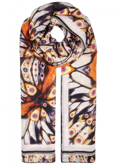 Shop Givenchy Crazy Butterfly Printed Silk Chiffon Scarf In Pink