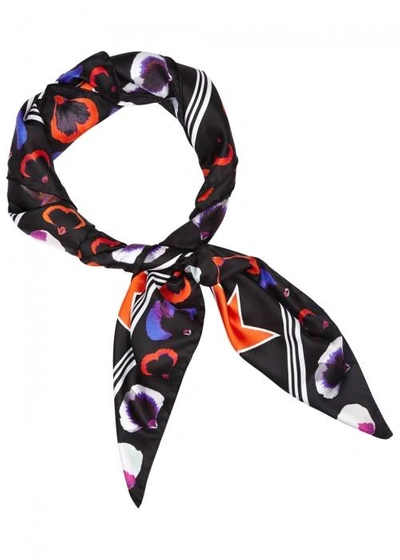 Shop Givenchy Wild Pansy 74 Printed Silk Twill Scarf In Black