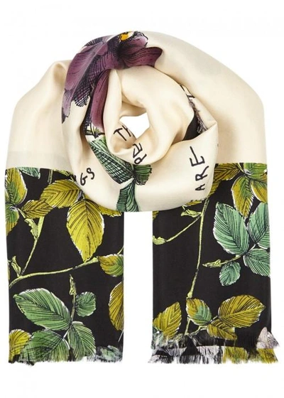 Shop Gucci Botany Rosales Silk Scarf In Multicoloured