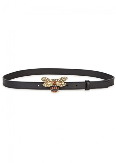 Shop Gucci Queen Margaret Black Leather Belt