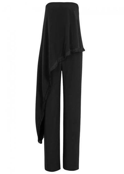 Shop Adam Lippes Black Overlay Silk Crepe Jumpsuit