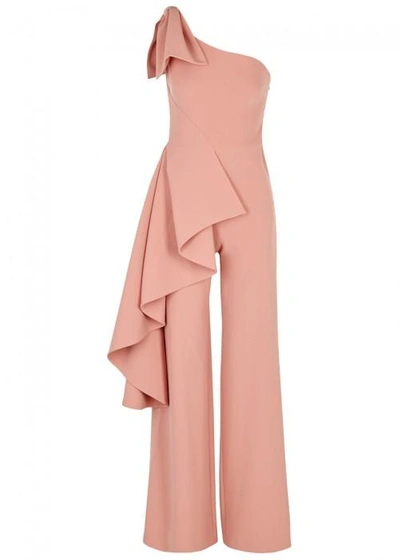 Shop Safiyaa Hypnis Blush One-shoulder Jumpsuit In Rose