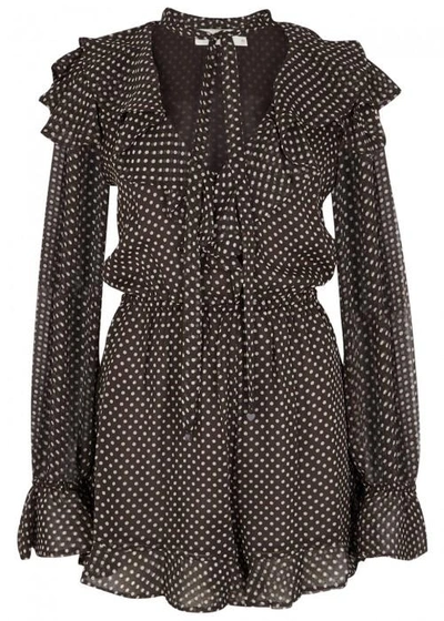Shop Zimmermann Painted Heart Polka-dot Georgette Playsuit In Charcoal