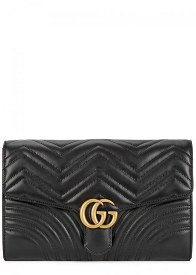Shop Gucci Gg Marmont Black Leather Clutch