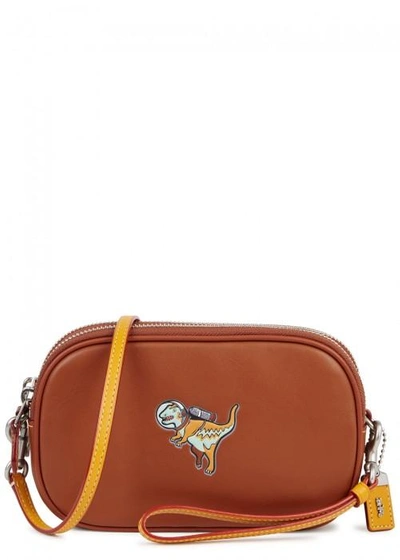 Coach Space Dinosaur Leather Cross-body Bag In Brown | ModeSens