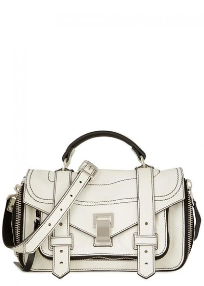 Shop Proenza Schouler Ps1 Small Zip-embellished Leather Satchel In White