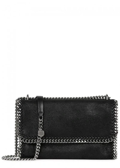 Shop Stella Mccartney Falabella Large Faux Suede Shoulder Bag In Black