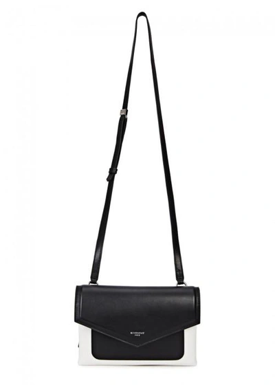 Shop Givenchy Duetto Monochrome Leather Shoulder Bag In Black And White