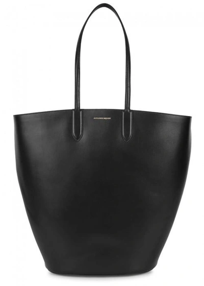 Shop Alexander Mcqueen Large Black Leather Basket Bag