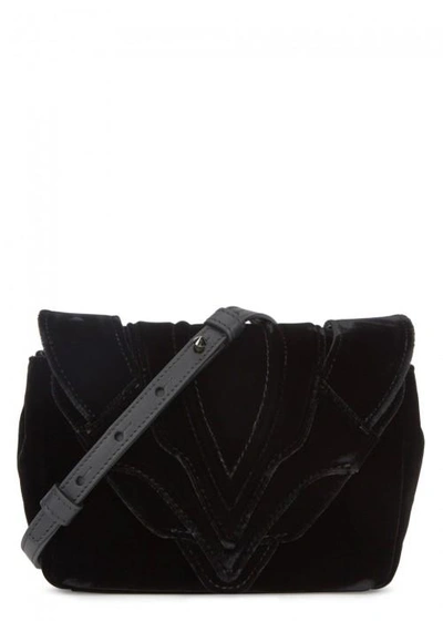 Shop Elena Ghisellini Felix Velvet Shoulder Bag In Black