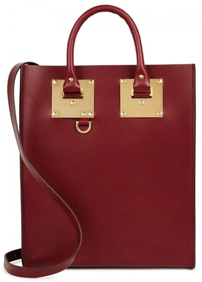 Shop Sophie Hulme Albion Mini Maroon Leather Tote In Red