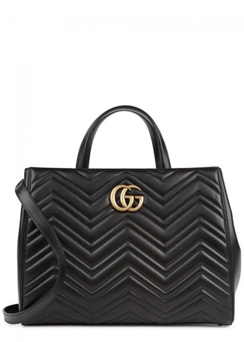 Gucci Gg Marmont Medium Quilted Leather Tote In Black | ModeSens