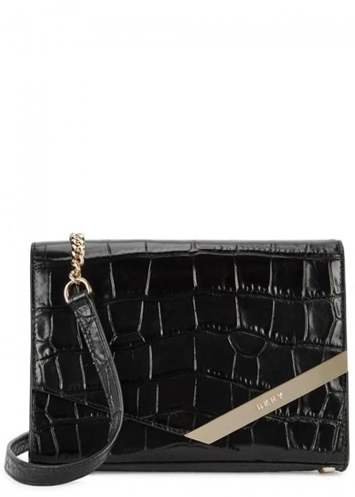 Shop Dkny Mini Leather Cross-body Bag In Black