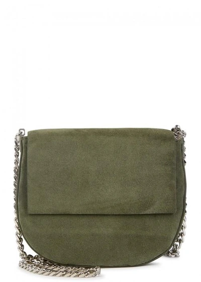 Shop Gvyn Lou 2.0 Olive Suede Shoulder Bag