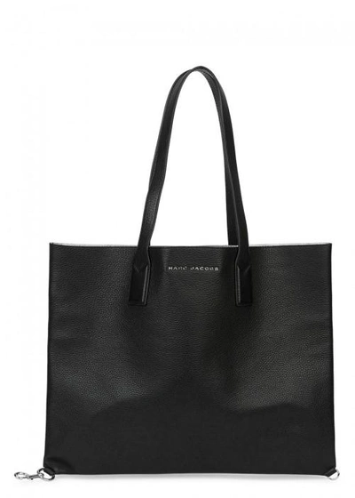 Shop Marc Jacobs Wingman Black Grained Leather Tote