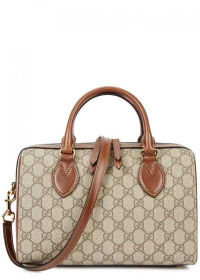 Shop Gucci Small Gg Supreme Boston Bag In Brown