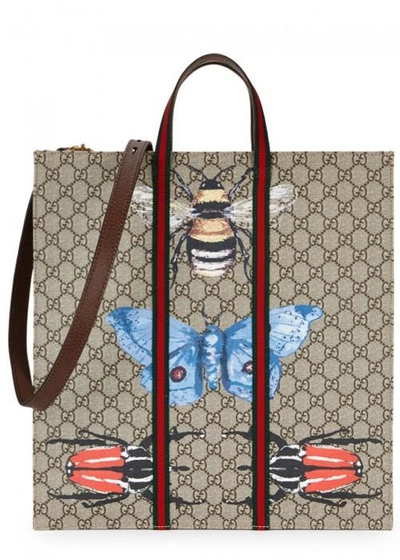 Shop Gucci Butterfly Monogrammed Tote In Natural