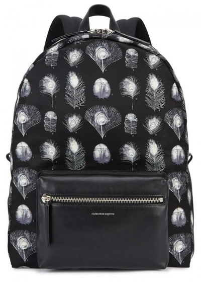 Shop Alexander Mcqueen Peacock-print Nylon Backpack In Black
