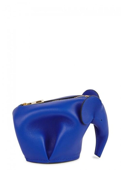 Shop Loewe Elephant Royal Blue Leather Coin Purse In Bright Blue